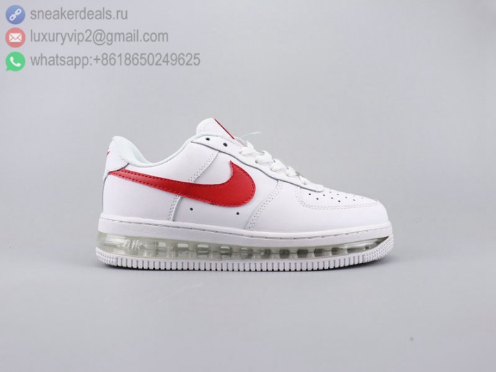 NIKE AIR FORCE 1 HI PRM WHITE RED LEATHER UNISEX SKATE SHOES